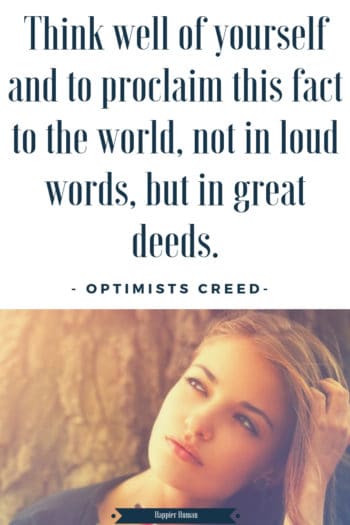 Do great deeds - Affirmation. Mantra. Optimist Creed