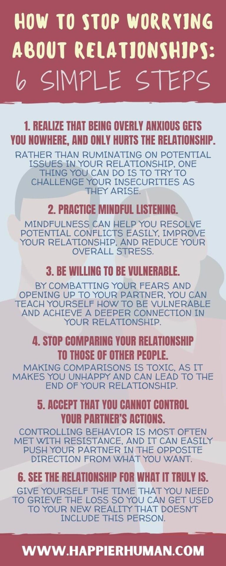 6 Steps to Stop Worrying About Your Relationship - Happier Human