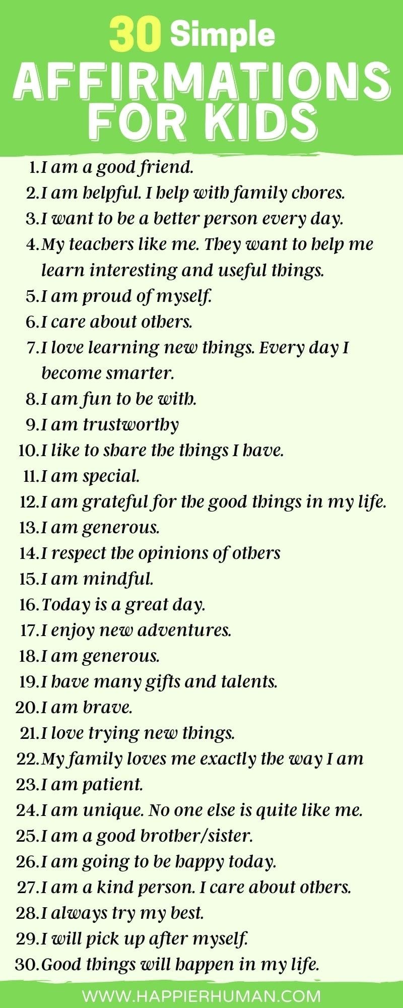 81 Positive Words of Affirmations for Kids – LAH SAFI Y