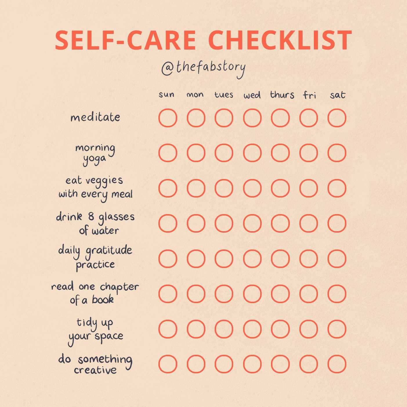 Printable Daily Self Care Checklist Printable Word Searches