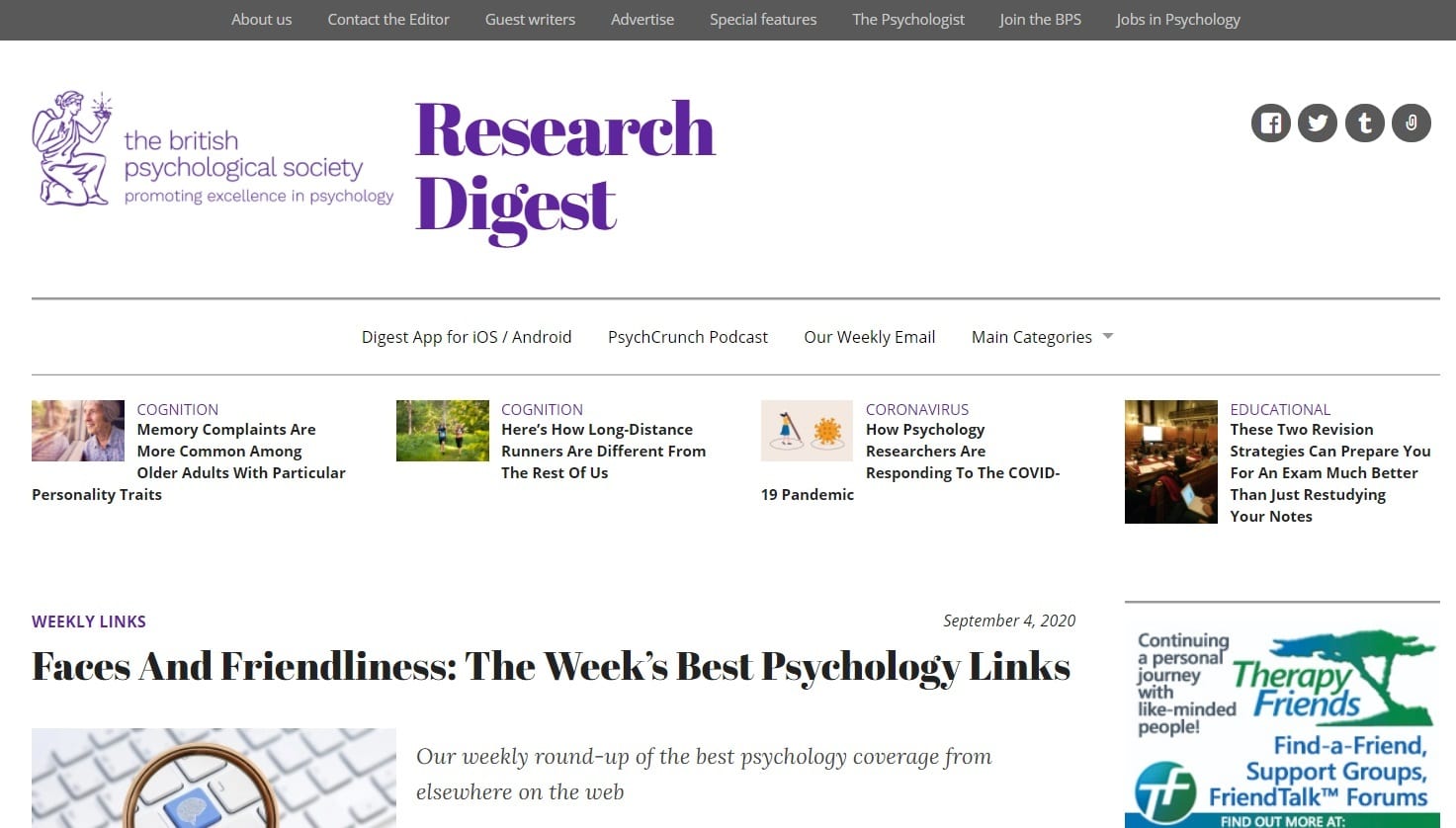 research digest | best blogs on psychology | psychology websites for a level students