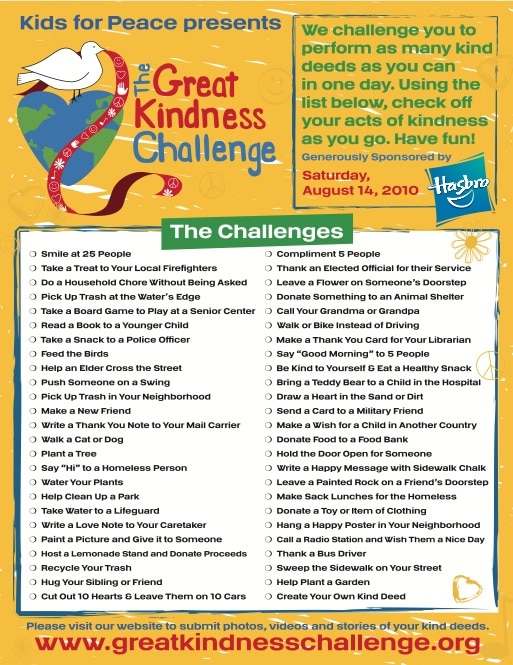 center for living peace | the kindness challenge pdf | virtual kindness challenge