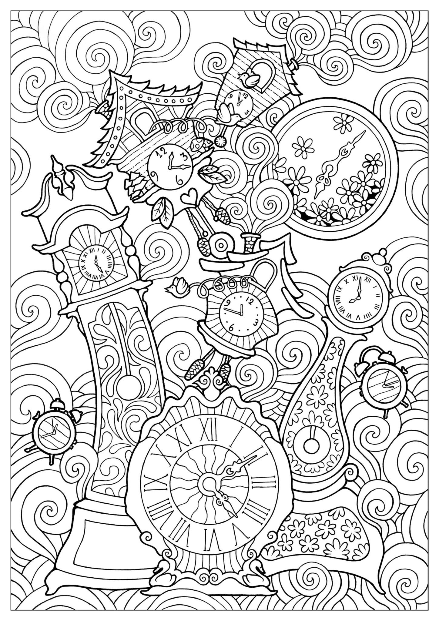 coloring adult printable fun adults clocks quirky easy