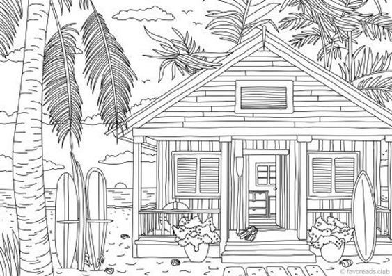 Beach House | free printable easy coloring pages for seniors | easy printable coloring pages for seniors