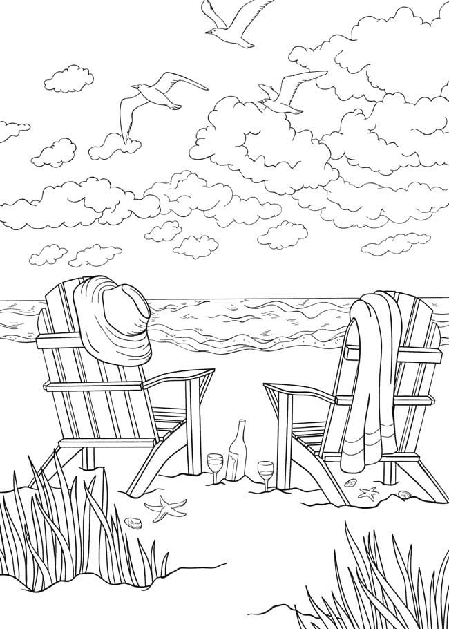Beach Lovers | easy coloring pages for seniors pdf | printable easy coloring pages for seniors