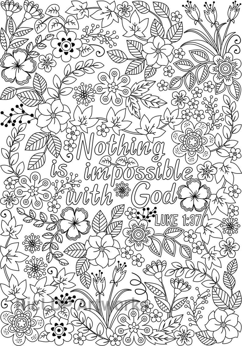 Nothing is Impossible with God | free christian coloring pages for adults | downloadable coloring pages