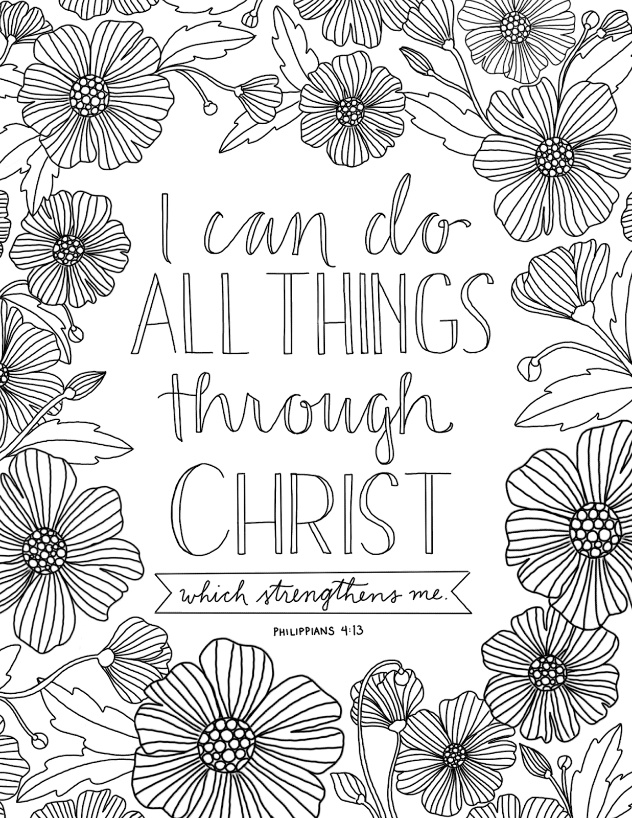 Christ is My Strength | adult coloring pages | christian coloring pages