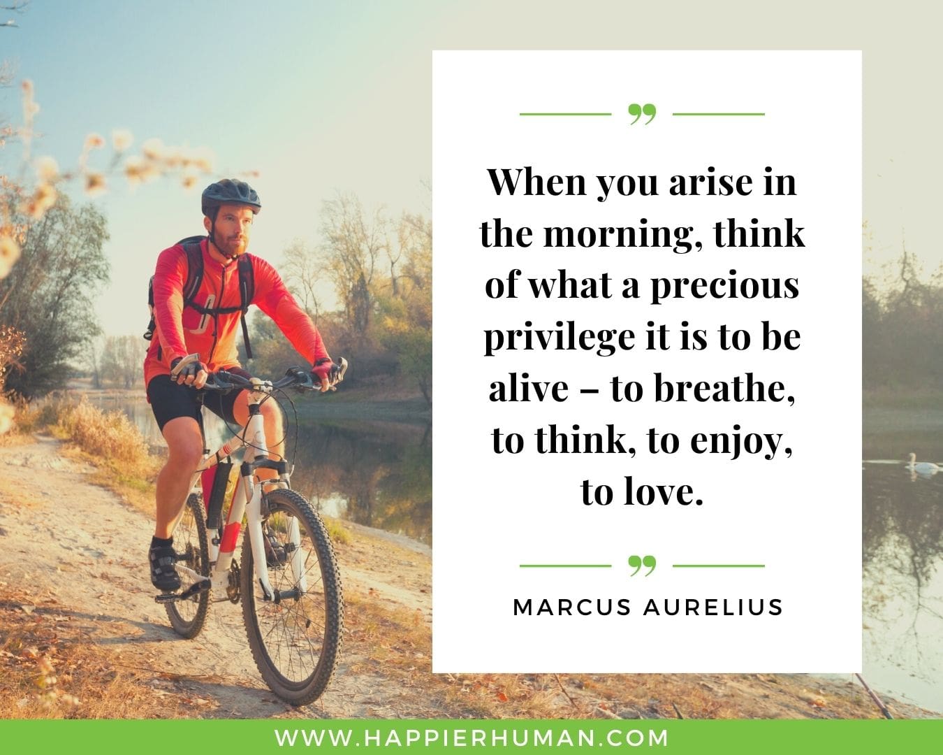 Great Day Quotes - “When you arise in the morning, think of what a precious privilege it is to be alive – to breathe, to think, to enjoy, to love.” – Marcus Aurelius