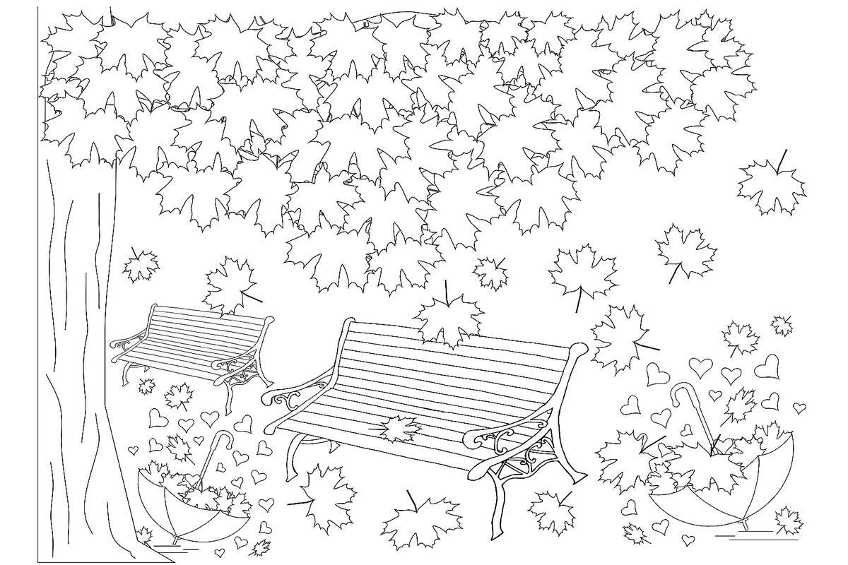 Autumn Leaves in Action | fall coloring pages for adults | spring coloring pages