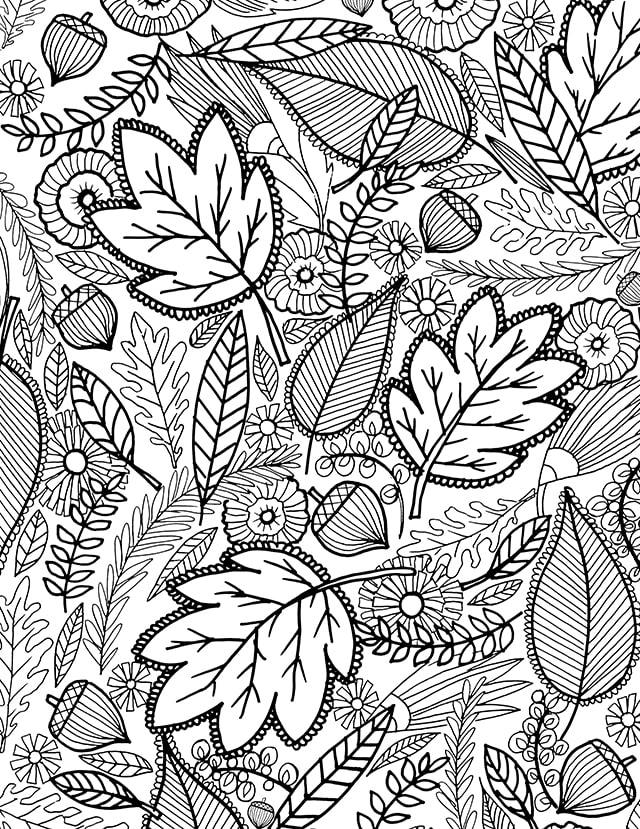 Autumn Leaves | free printable fall coloring pages for adults | first day of fall coloring pages