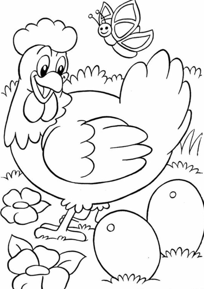 Chicken and Egg | cute farm animal coloring pages | realistic farm coloring pages