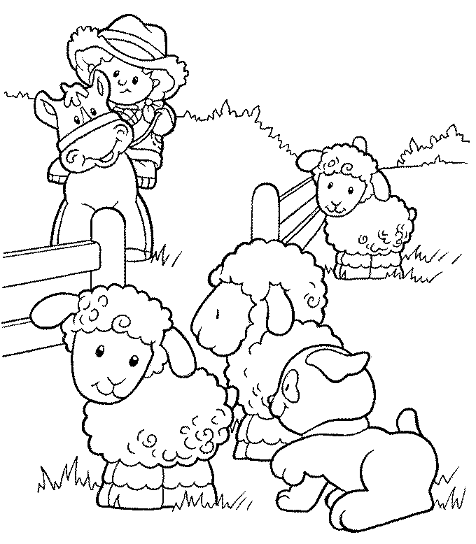 Playing with the Sheep | farm animal coloring pages for adults | farm animal coloring pages pdf