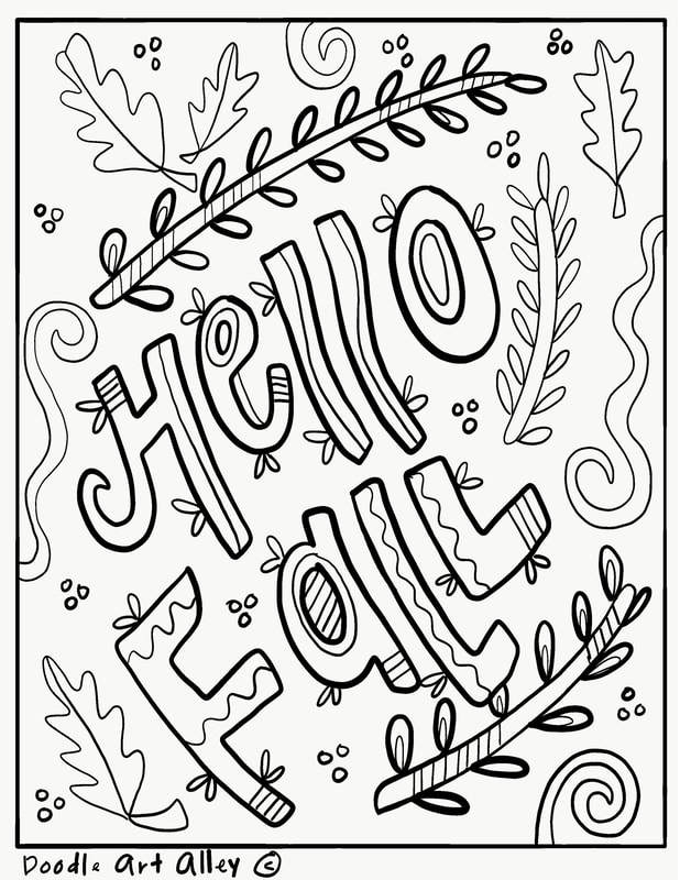 Hello Fall | fall coloring pages for adults pdf | best fall coloring pages for adults