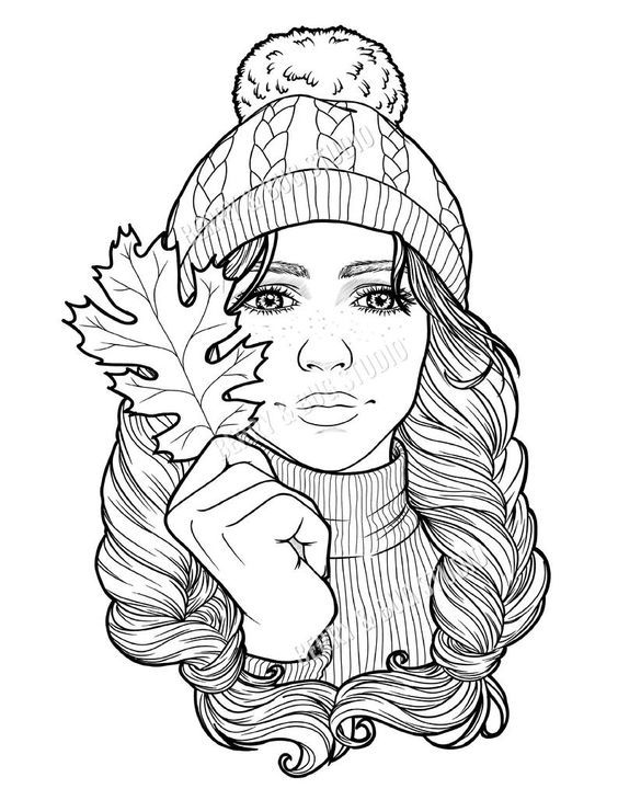 Shes Ready For Fall | spring coloring pages | fall coloring pages for adults pdf