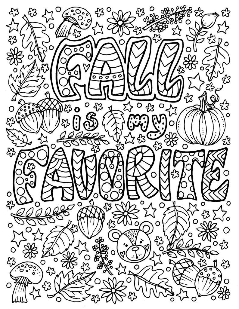 Fall is My Favorite | fall coloring pages simple | autumn leaves colouring pages