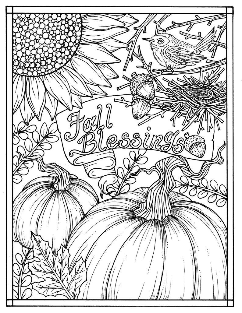 Fall Blessings | fall guys coloring pages | fall tree coloring pages