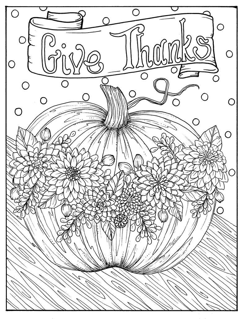 Give Thanks | fall leaves coloring pages | fall printable coloring pages