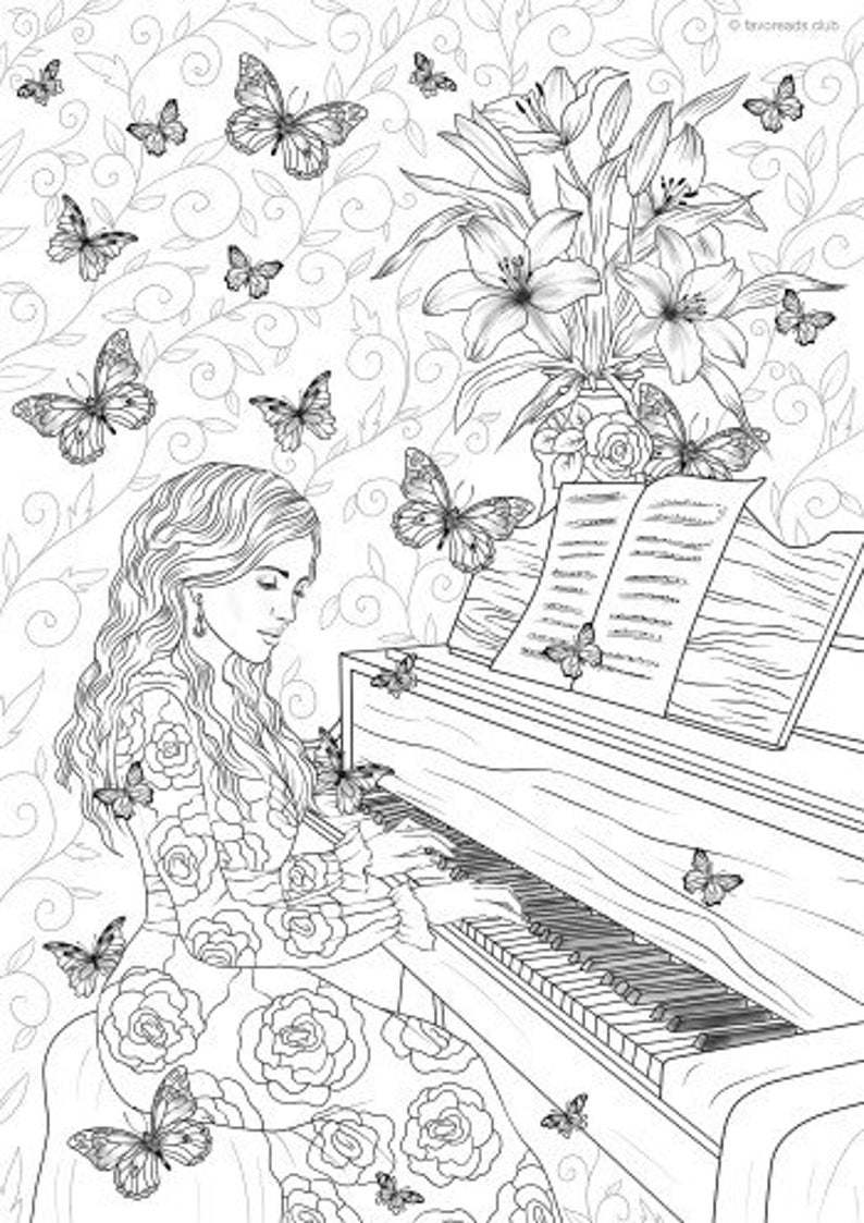 The Pianist | teenage girl coloring pages | coloring pages for teens printable