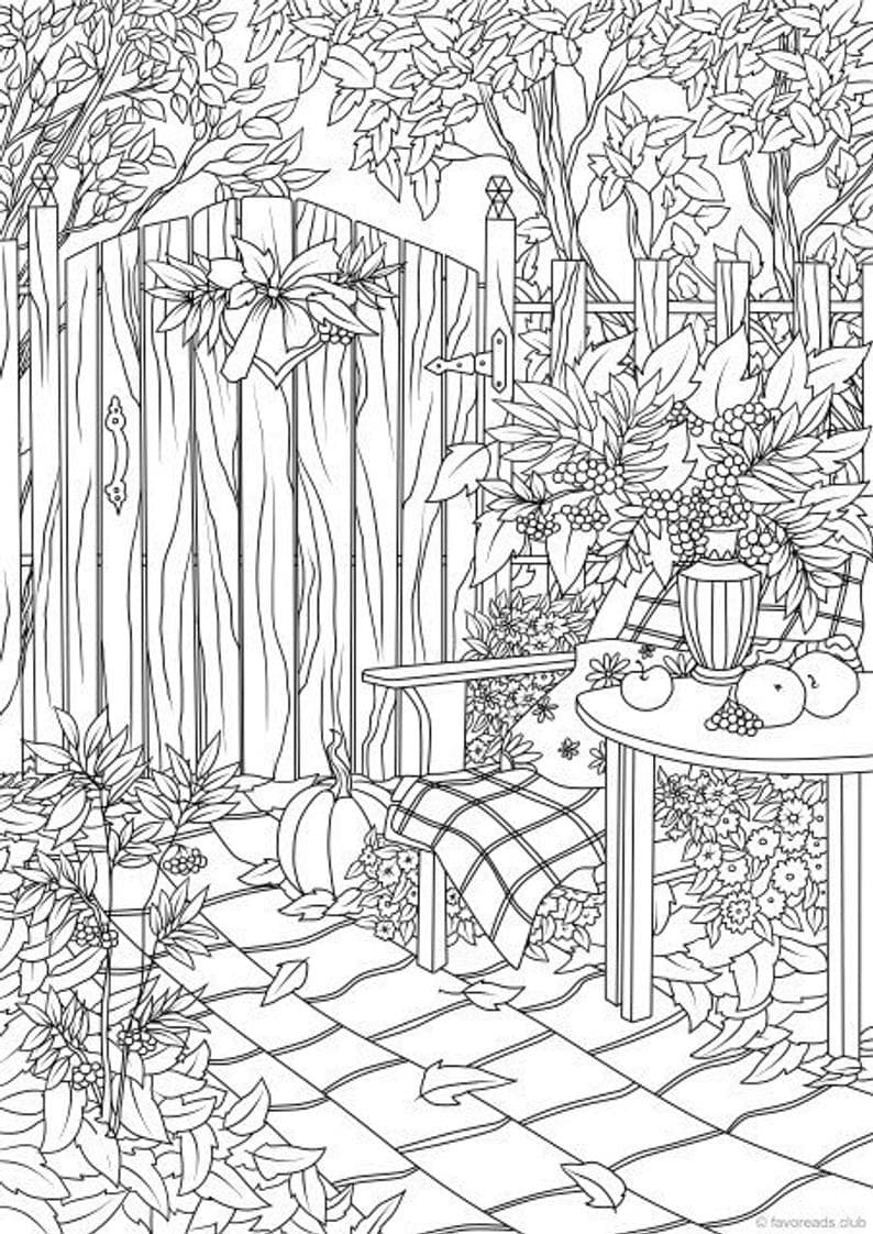 Autumn Garden | cute fall coloring pages | disney fall coloring pages