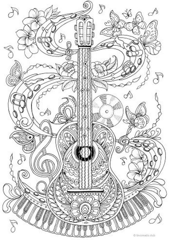 Guitar Instrument | puppy coloring pages | cat coloring pages