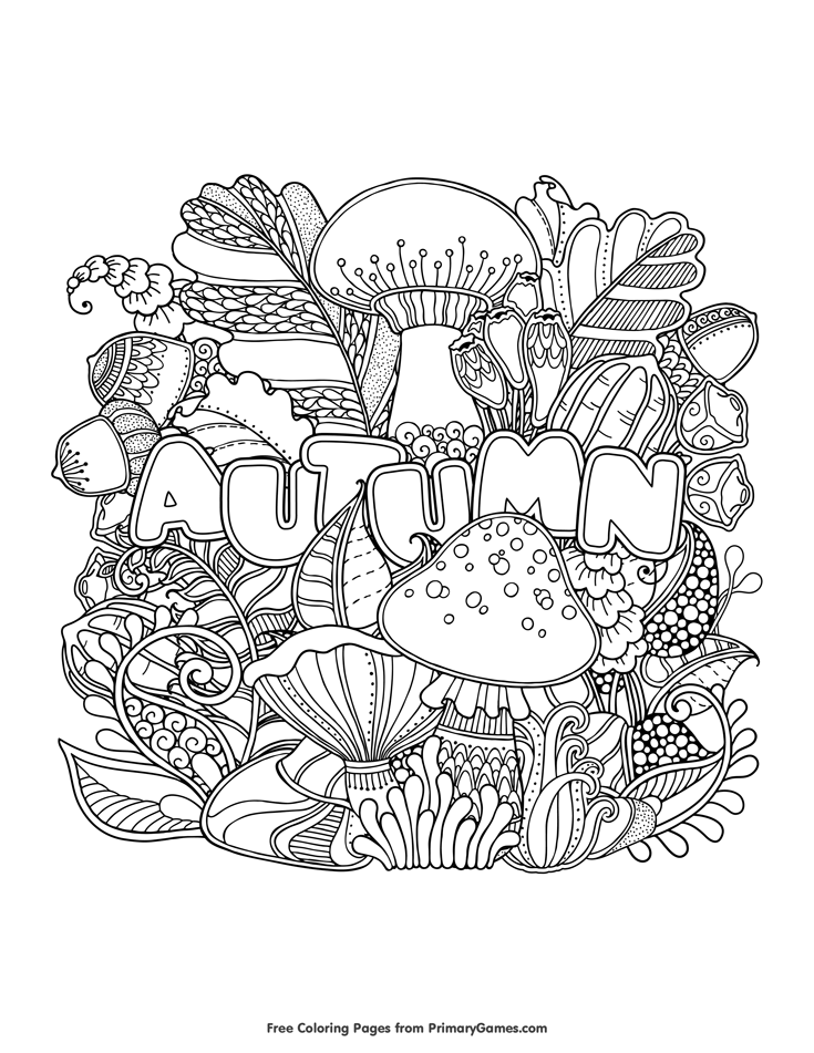 Autumn is Here | first day of fall coloring pages | spring coloring pages