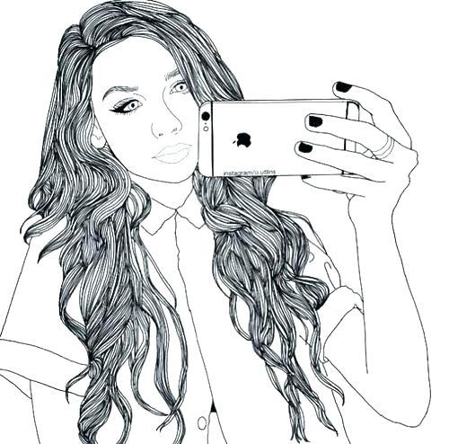 The Girl and Her Smartphone | coloring pages for teenage girl to print | coloring pages for boys