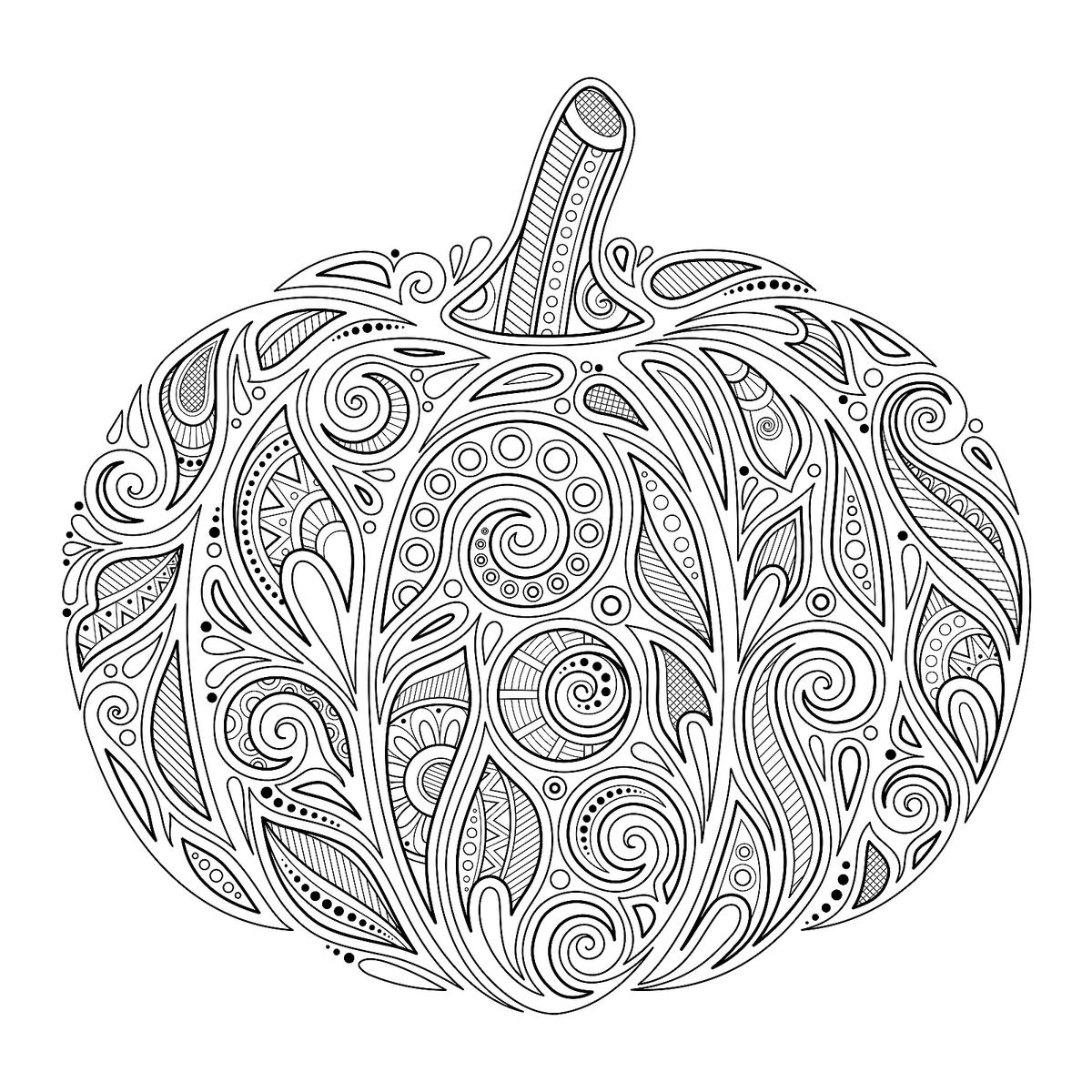 Lovely Pumpkin Mandala | halloween coloring pages for adults easy | free printable halloween coloring pages for adults only