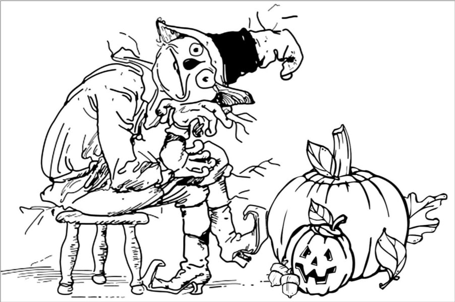 Bored Scarecrow | cute halloween coloring pages for adults | happy halloween coloring pages for adults