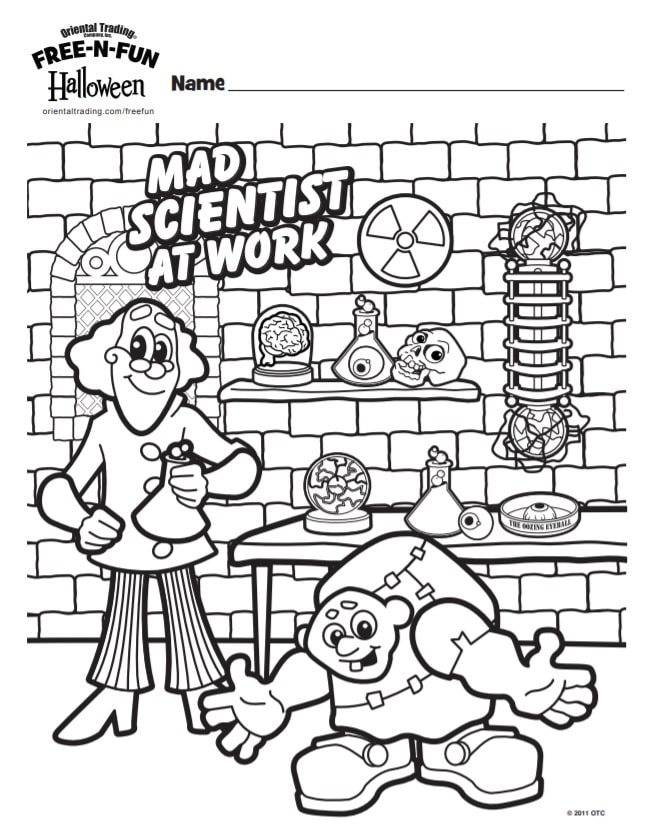 Mad Scientist | halloween coloring pages for adult | free and easy halloween coloring pages for adult