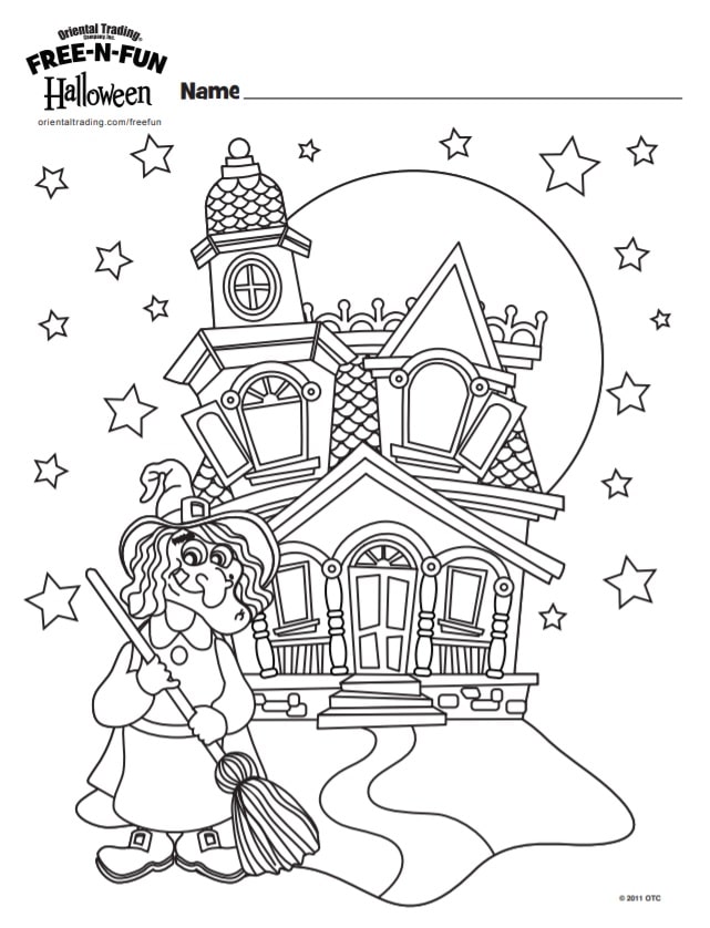 Witch Castle | scary halloween coloring pages for adults | easy halloween coloring pages for kids