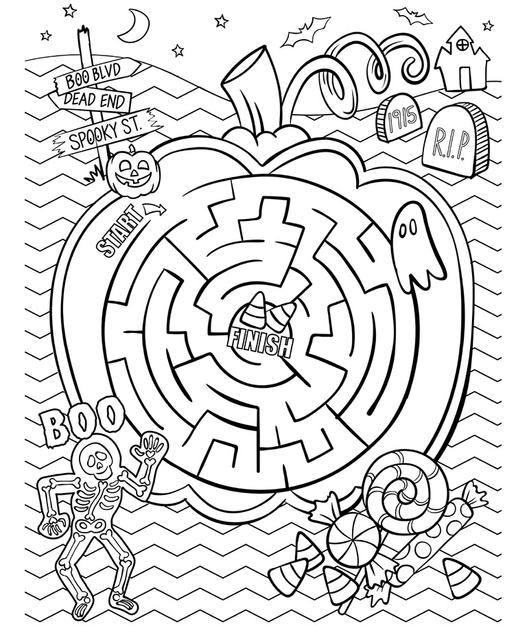 Maze Pumpkin | halloween coloring pages for adults easy | horror coloring pages