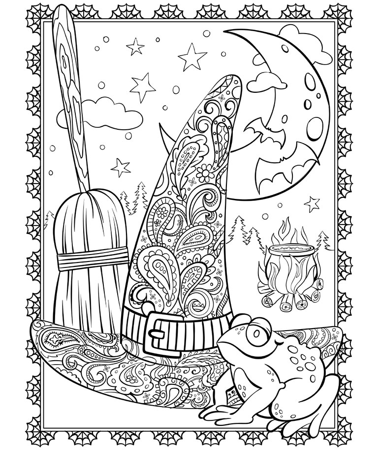 A Witch’s Tools | printable halloween coloring pages for adult | free and easy halloween coloring pages for adult