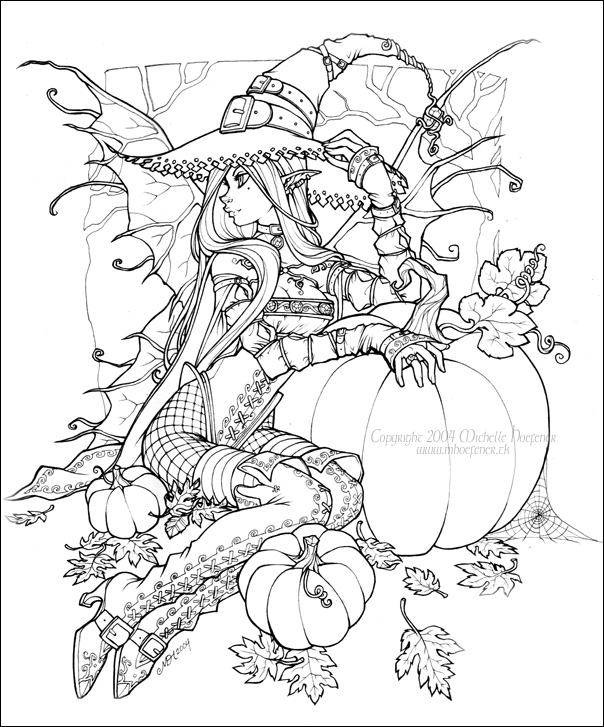 Hallows Fae | scary halloween coloring pages for adults | halloween coloring pages for kids