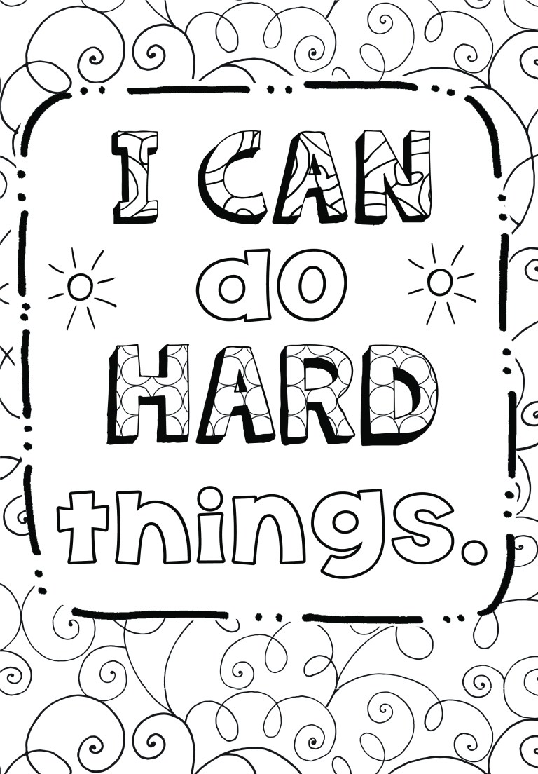I Can Do Hard Things | art is basic | coloring pages for kids princess