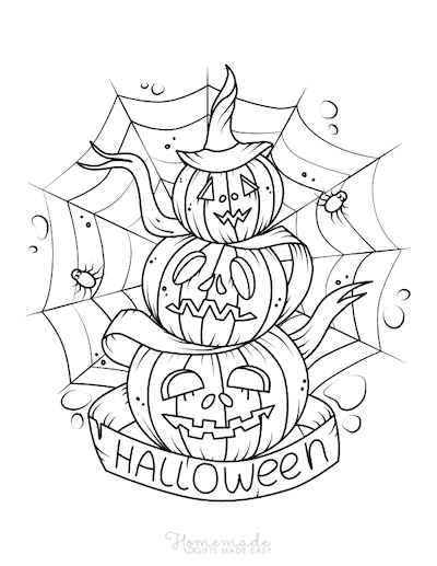 Pumpkin Spider Web | halloween coloring pages for adults easy | free printable halloween coloring pages for adults only