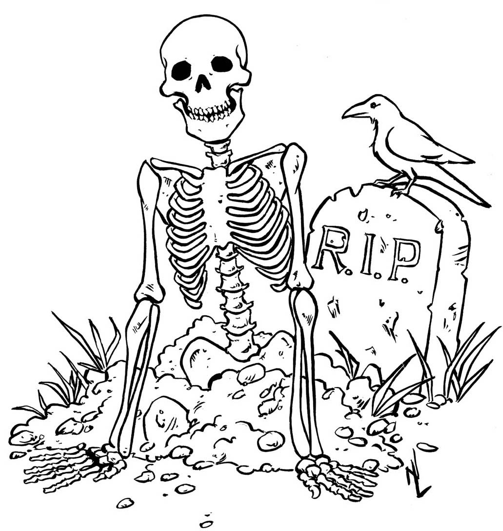 Spooky Skeleton | printable cute halloween coloring pages for adults | pumpkin halloween coloring pages for adults