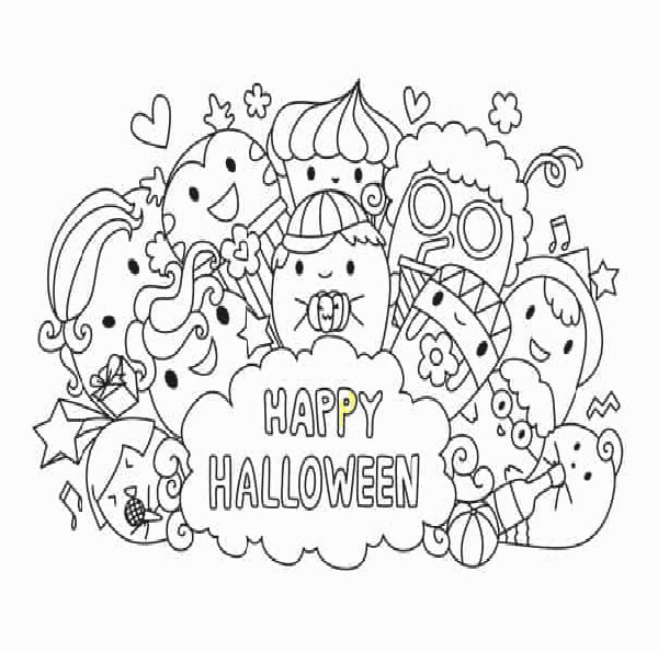Happy Halloween from Monster Babies | halloween coloring pages for adults easy | horror coloring pages