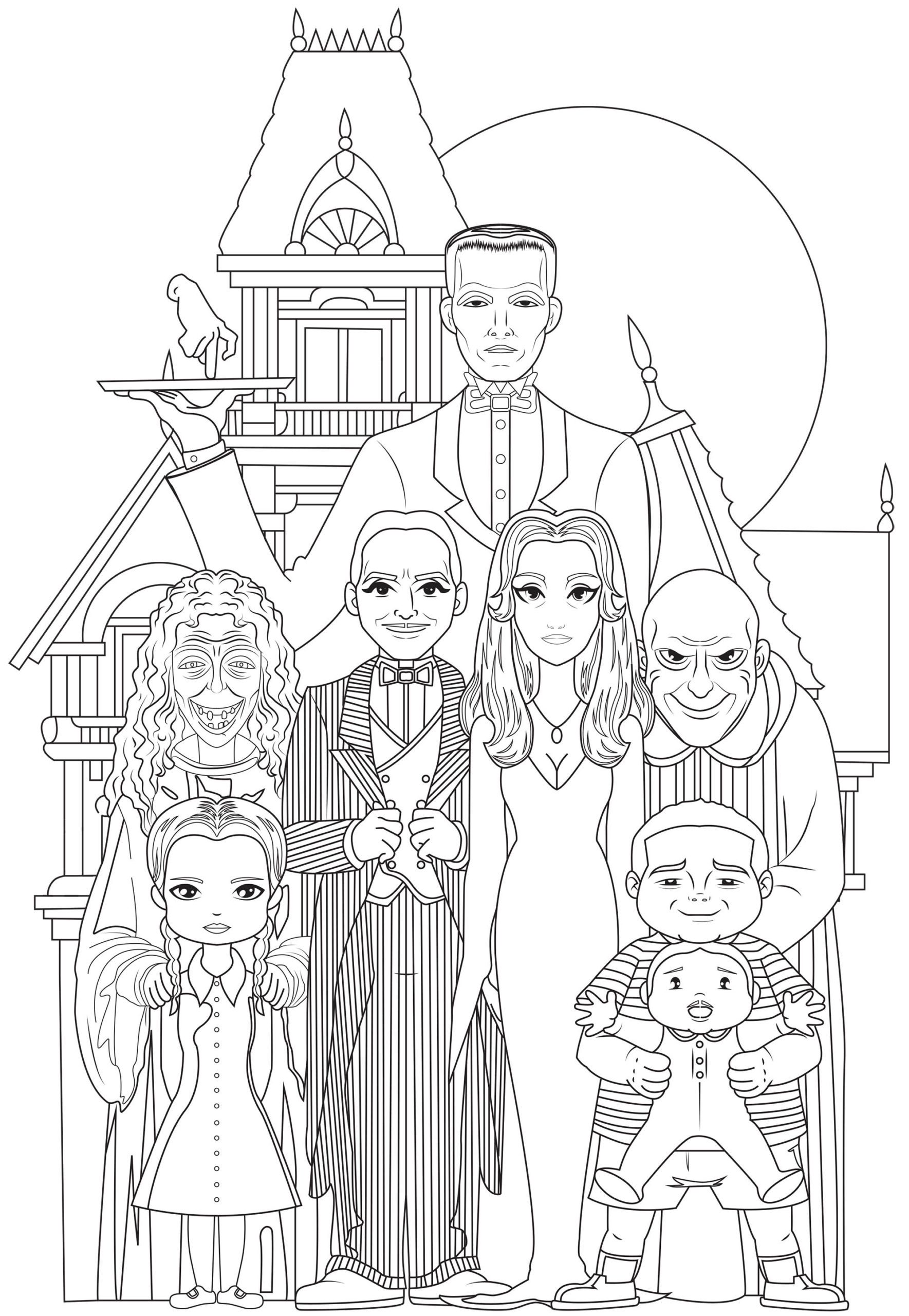 The Addams Family | printable halloween coloring pages for adults | cute halloween coloring pages for adults
