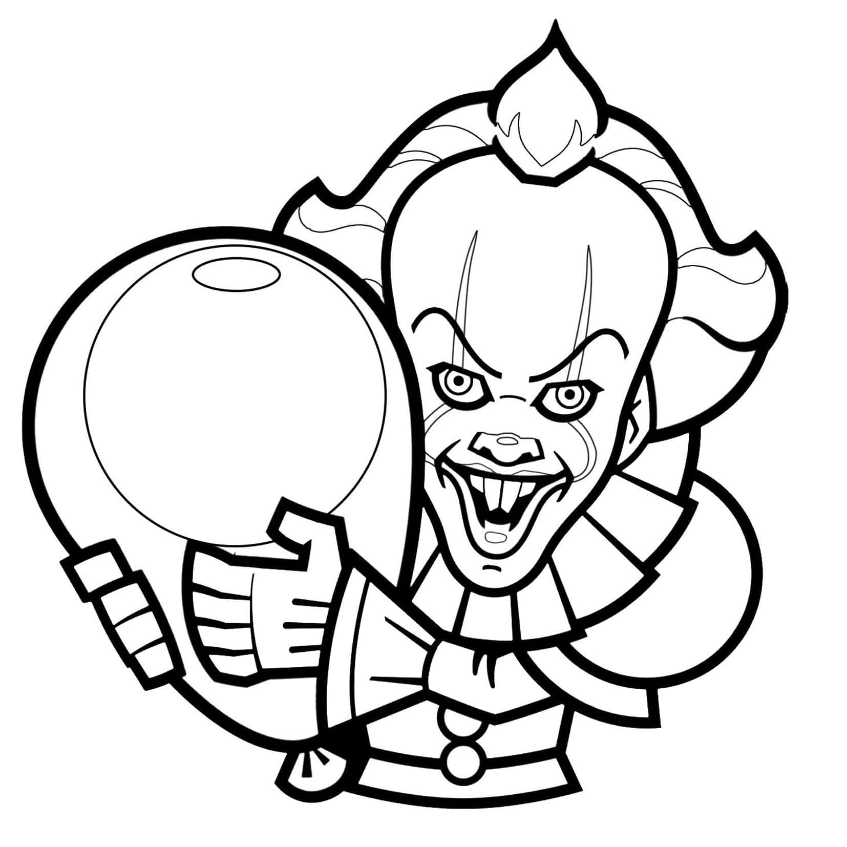 Creepy Clown | scary coloring pages for adults | horror coloring pages