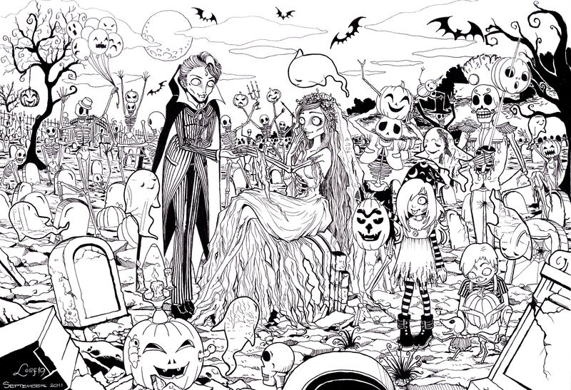 The Nightmare Before Christmas | cute halloween coloring pages | horror coloring pages
