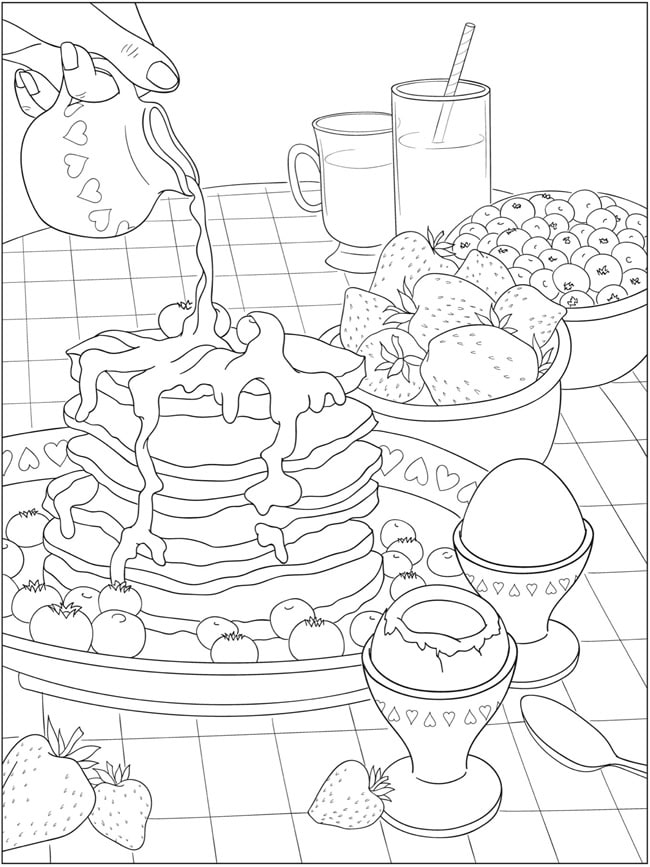 Pancakes Berries for Breakfast | Dover Publications | coloring pages for girls