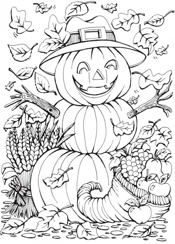 Happy Halloween Pumpkin | halloween coloring pages for adults pdf | cute halloween coloring pages