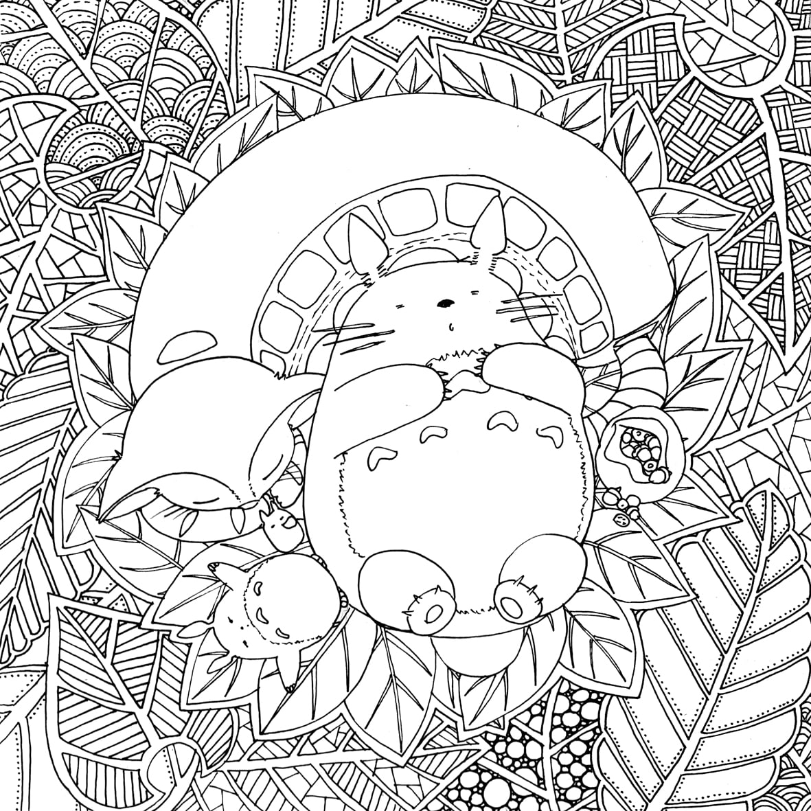Totoro in Doodleland | le chocobo | coloring pages of animals