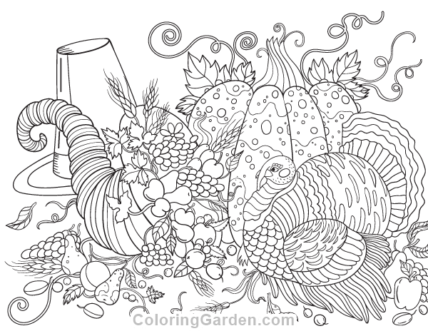 Joyous Feast | Coloring Garden | thanksgiving printable coloring pages