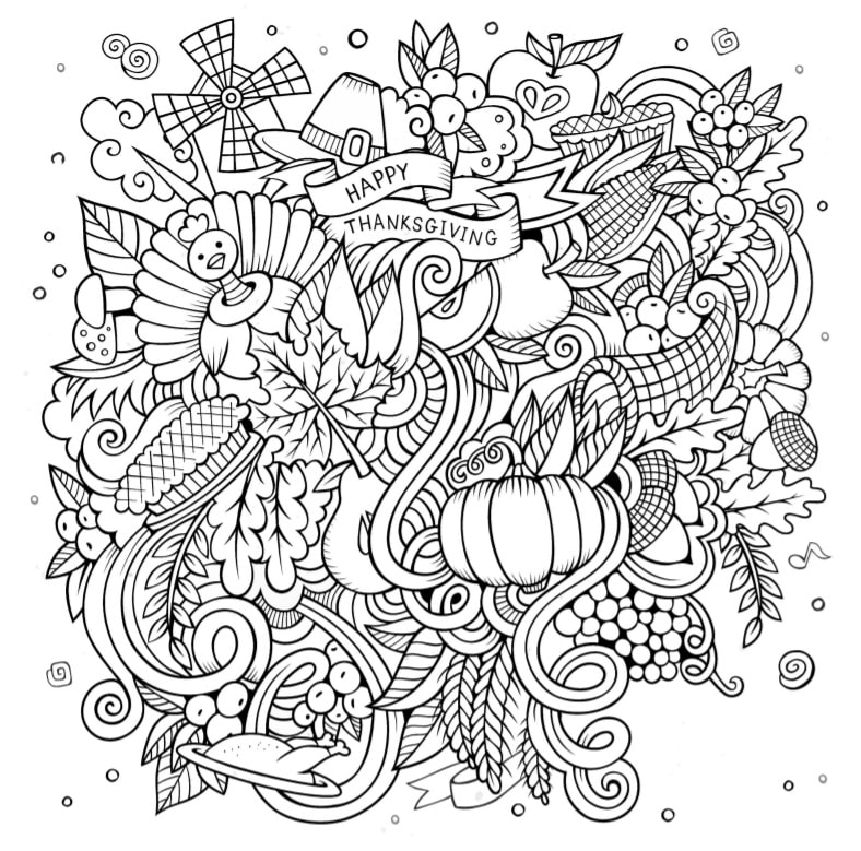 Easy Thanksgiving Doodle | Homemade Gifts Easy | thanksgiving coloring pages pdf