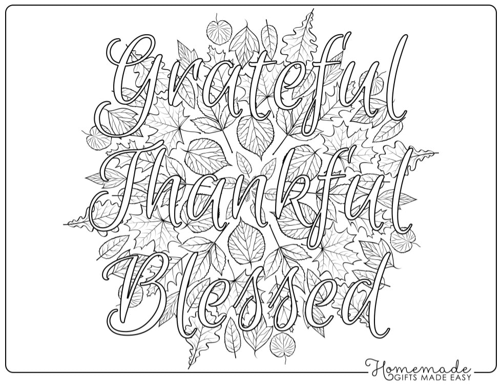 Grateful Thankful Blessed | Homemade Gifts Easy | thanksgiving coloring pages for adults