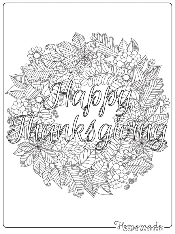 Thanksgiving Wreath | Homemade Gifts Easy | detailed thanksgiving coloring pages