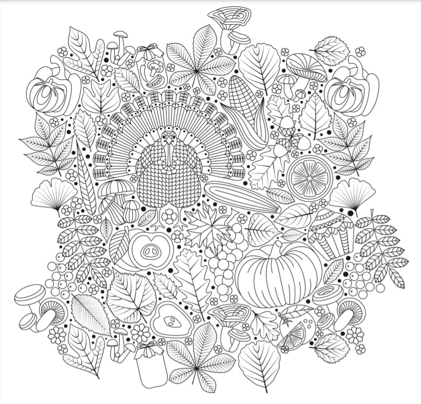 Intricate Patterned Harvest Doodle | Homemade Gifts Easy | thanksgiving coloring pages by number