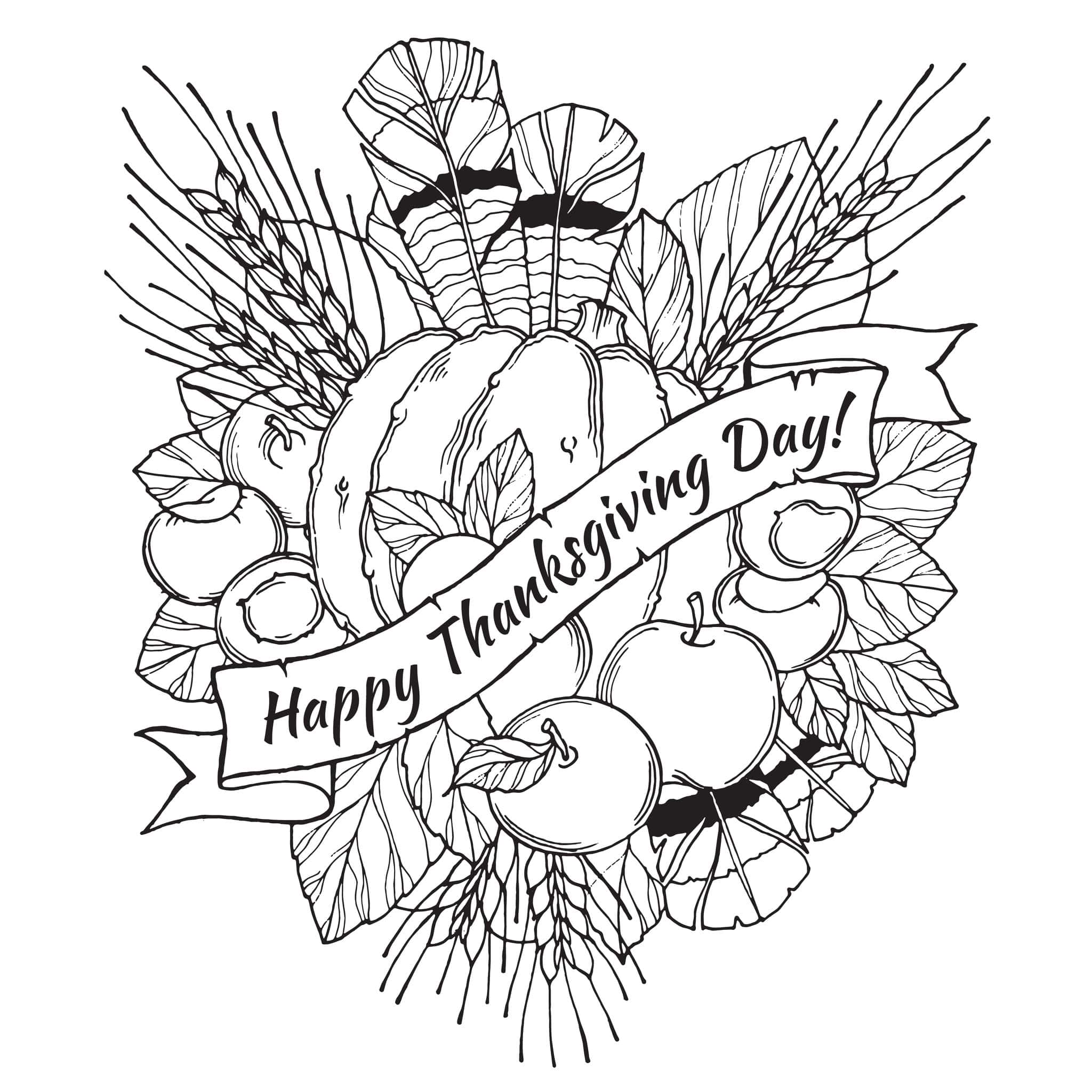 Happy Thanksgiving Day | Just Color | thanksgiving coloring pages for adults free