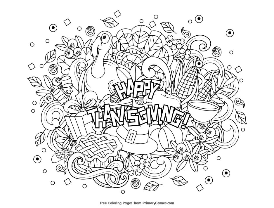 Thanksgiving Doodle | The Spruce Crafts | thanksgiving coloring pages for toddlers